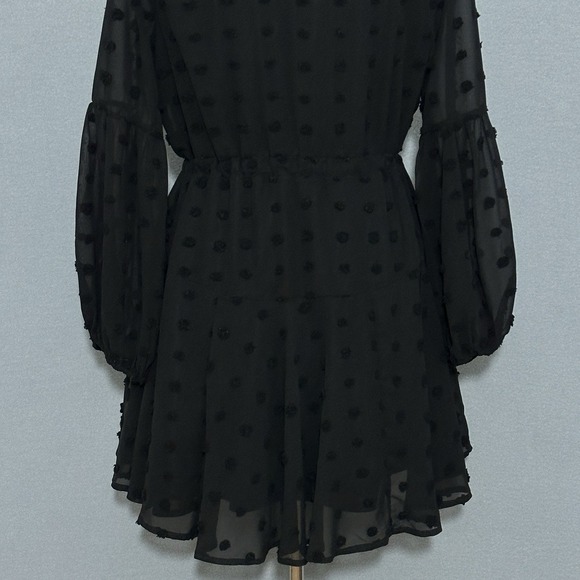 Entro Womens Dress L Black Puff Dot Sheer Chiffon Ruffle Whimsigoth Fairy Grunge - Picture 6 of 14